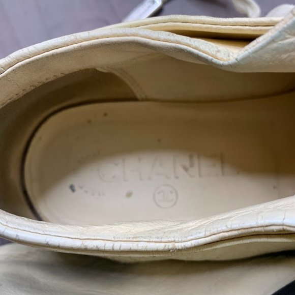 Chanel Black & White 15s G25313 Lace Up Lambskin Patent Calfskin EU Size 36.5 - Picture 8 of 8